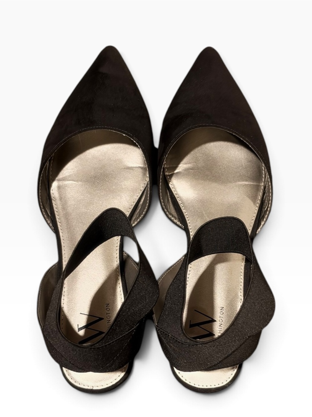 Worthington Globe Black Pointed Toe Ankle Strap Flats Size 7.5
